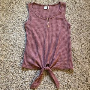 Mauve Tie-Front Tank Top